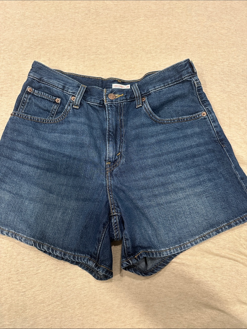 Levi’s Cinch Dark Blue High-Rise Denim Shorts